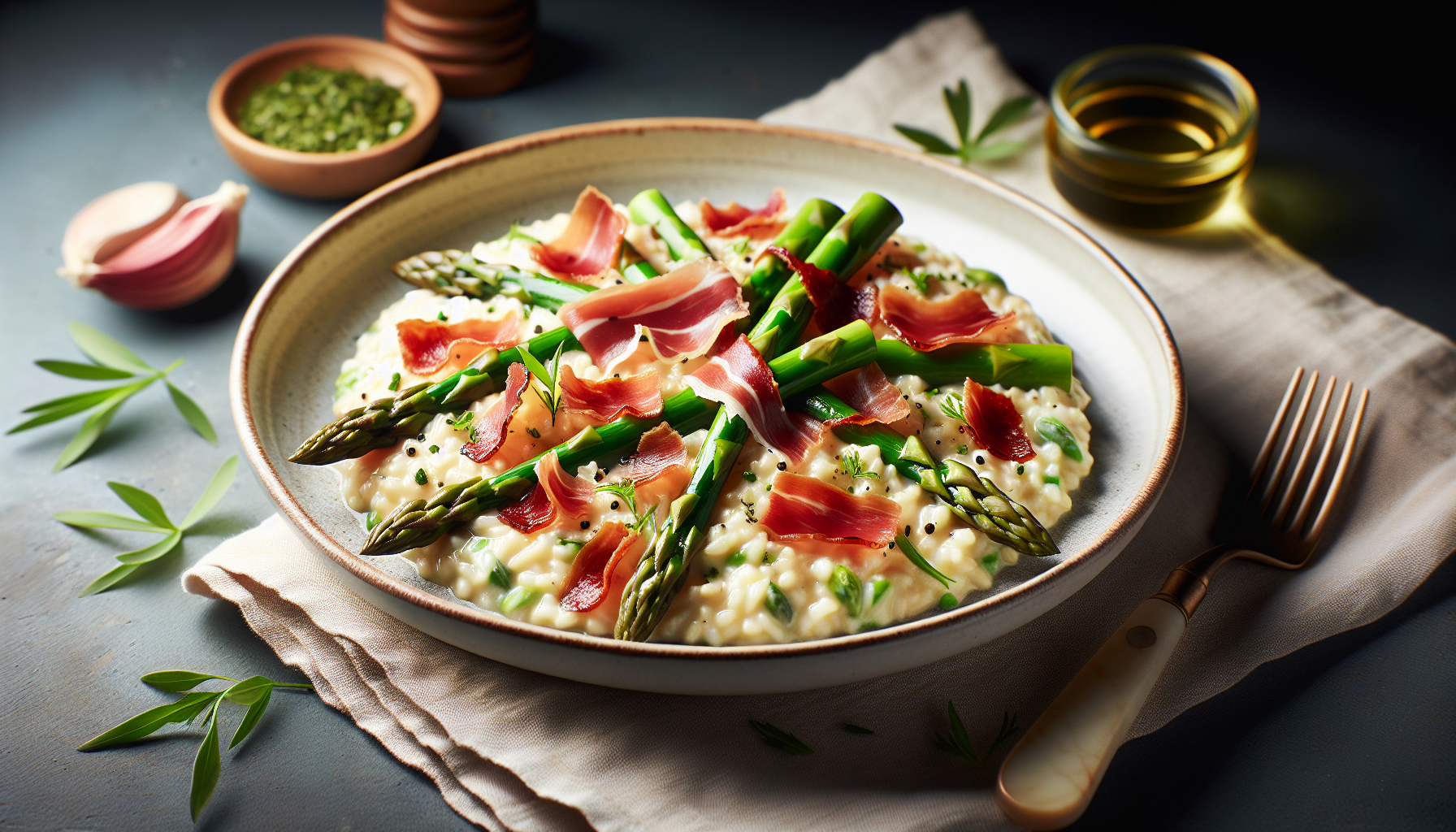 risotto con asparagi e speck